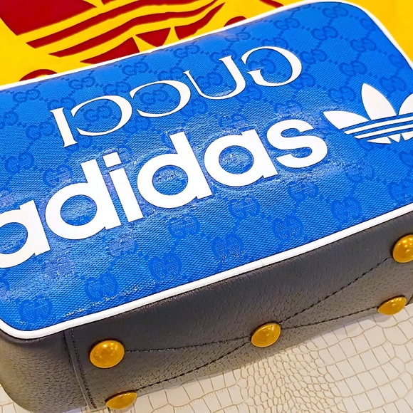 Extremely  Rare Brand New Adidas x Gucci Blue Crystal Canvas Shoulder Bag - Picture 13 of 16